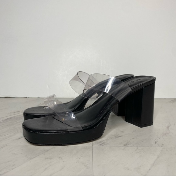 Schutz Ariella Platform Vinyl Black Block Heel Sandal 10 1/2 - Picture 14 of 14